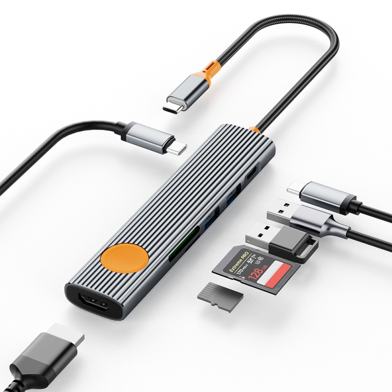 Wiwu Wi-HB8007 Travel Series 7-in-1 HDMI (4K@60Hz) Input 100W PD Type-C Hub Docking Station - 3
