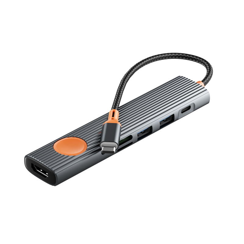 Wiwu Wi-HB8007 Travel Serisi 7in1 HDMI (4K@60Hz) Girişli 100W PD Type-C Hub Bağlantı İstasyonu - 1