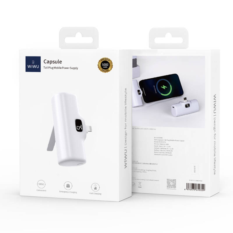 Wiwu Wi-P017 Capsule Serisi 2in1 Mini Taşınabilir Standlı Lightning Powerbank 5000mAh - 7