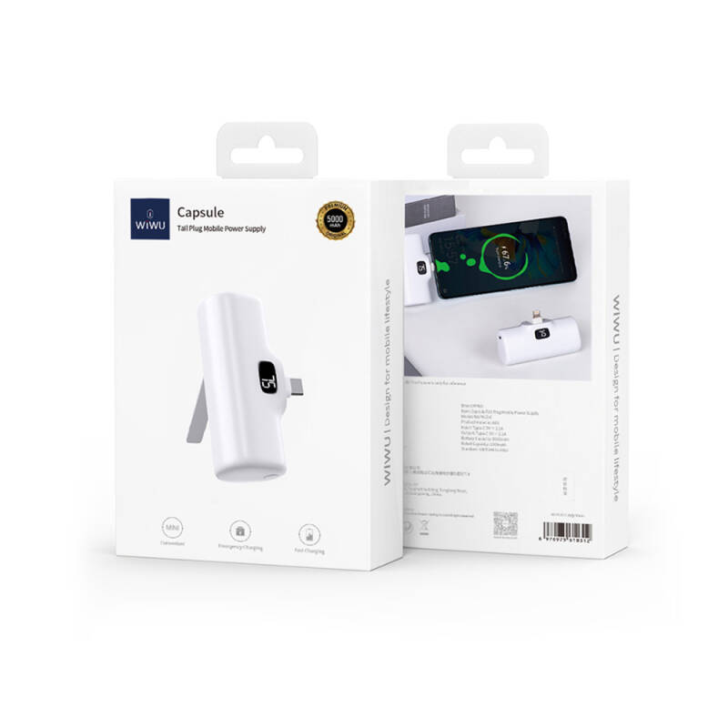 Wiwu Wi-P017 Capsule Serisi 2in1 Mini Taşınabilir Standlı Lightning Powerbank 5000mAh - 2