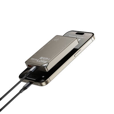 Wiwu Wi-P020 Ultra-Thin Explore Serisi Led Göstergeli Wireless Magsafe Powerbank 15W 10000mAh - 5