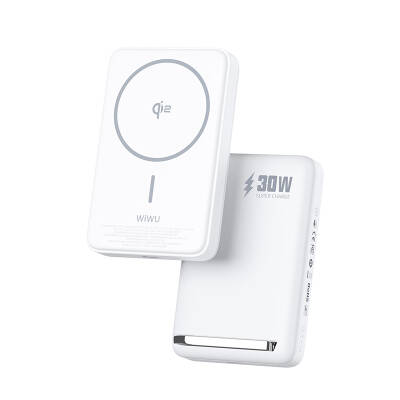 Wiwu Wi-P031 Qi2 Şarj Teknolojili LED Işık Göstergeli Standlı 30W Taşınabilir Magsafe Wireless Powerbank 10.000mAh - 2