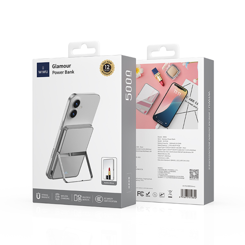 Wiwu Wi-P034 Dijital LED Göstergeli Standlı Kablosuz Powerbank 5000mAh 15W - 9