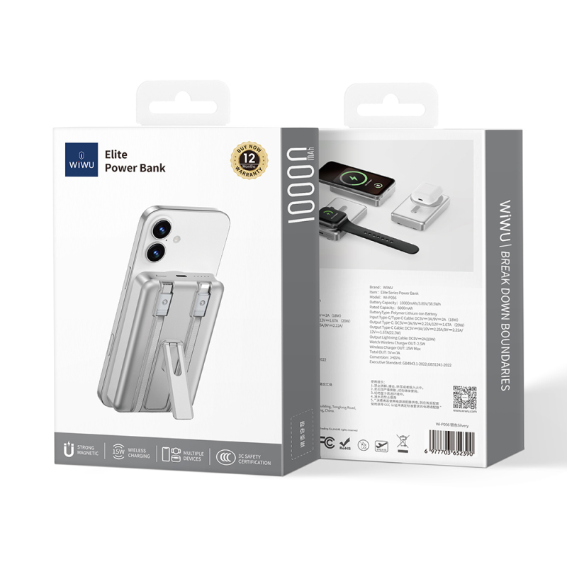 Wiwu Wi-P056 Portable Wireless Charging and PD Fast Charging Power Bank 15W 10000mAh - 20