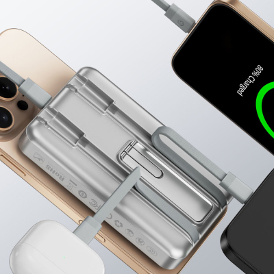 Wiwu Wi-P056 Taşınabilir Wireless Şarj ve PD Hızlı Şarj Özellikli Powerbank 15W 10000mAh - 18