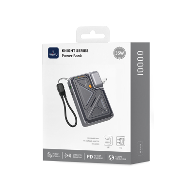 Wiwu Wi-P057 Knight Series Portable Wireless Type-C and Lightning Cable PD Power Bank with Stand 35W 10000mAh - 14