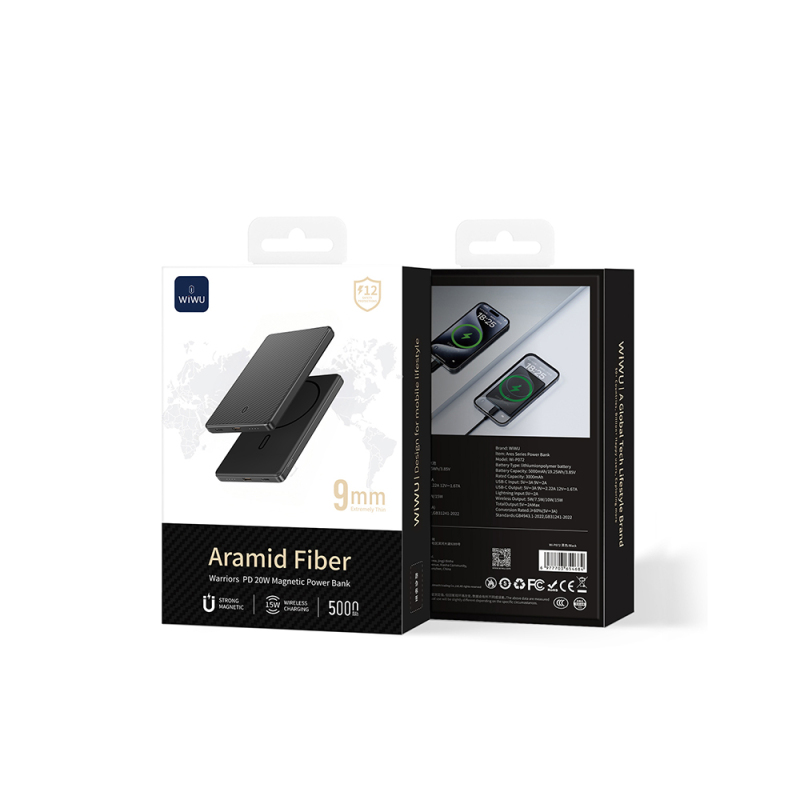 Wiwu Wi-P072 PD 20W M-safe Charging Ultra Thin Aramid Fiber Power Bank 15W 5000mAh - 7
