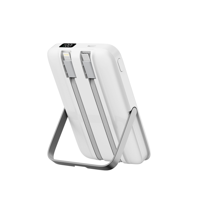 Wiwu Wi-P077 Pionner Serisi Taşınabilir Wireless Şarj ve PD 20W Hızlı Şarj Özellikli Standlı Powerbank 15W 10000mAh - 11