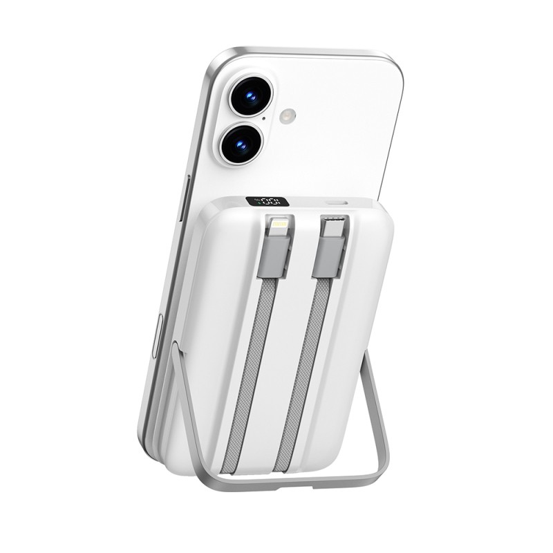 Wiwu Wi-P077 Pionner Serisi Taşınabilir Wireless Şarj ve PD 20W Hızlı Şarj Özellikli Standlı Powerbank 15W 10000mAh - 9