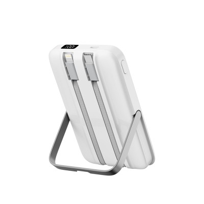 Wiwu Wi-P077 Pionner Serisi Taşınabilir Wireless Şarj ve PD 20W Hızlı Şarj Özellikli Standlı Powerbank 15W 10000mAh - 11