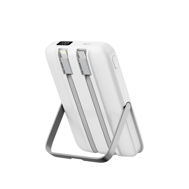 Wiwu Wi-P077 Pionner Serisi Taşınabilir Wireless Şarj ve PD 20W Hızlı Şarj Özellikli Standlı Powerbank 15W 10000mAh - 11