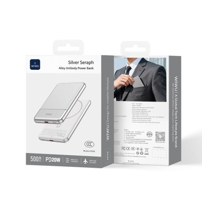 Wiwu Wi-P088 LED Işık Göstergeli PD 20W Kablosuz Powerbank 5000mAh 15W - 10