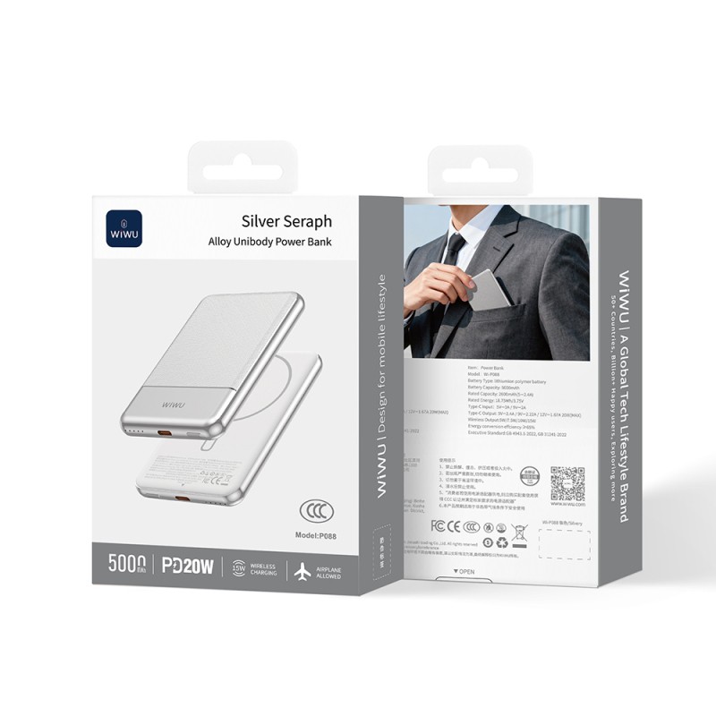 Wiwu Wi-P088 LED Işık Göstergeli PD 20W Kablosuz Powerbank 5000mAh 15W - 10