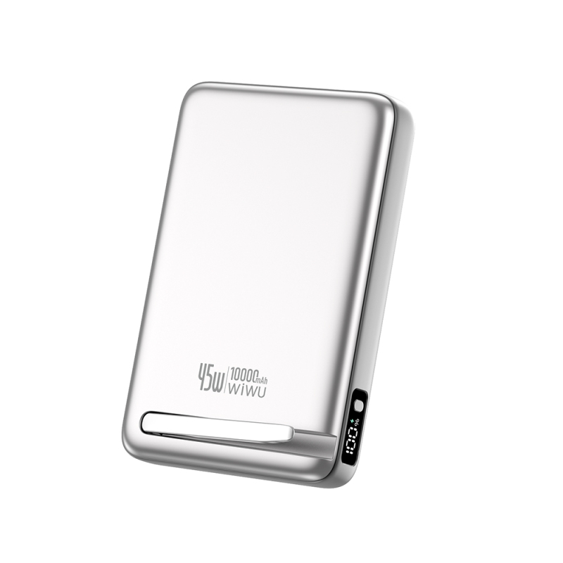 Wiwu Wi-P090 Mag Pro Series 45W Portable M-safe Wireless Powerbank with Qi2 Charging Technology and Stand, 10,000mAh - 1