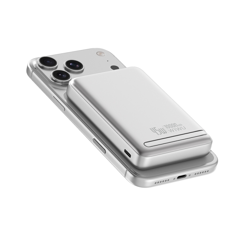 Wiwu Wi-P090 Mag Pro Serisi Qi2 Şarj Teknolojili Standlı 45W Taşınabilir M-safe Wireless Powerbank 10.000mAh - 4