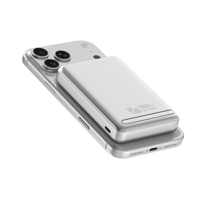 Wiwu Wi-P090 Mag Pro Serisi Qi2 Şarj Teknolojili Standlı 45W Taşınabilir M-safe Wireless Powerbank 10.000mAh - 4