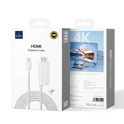 Wiwu Wi-PS001 Type-C to HDMI (4K@60Hz) PD Şarj ve Projeksiyon Kablosu 1.8M - 8