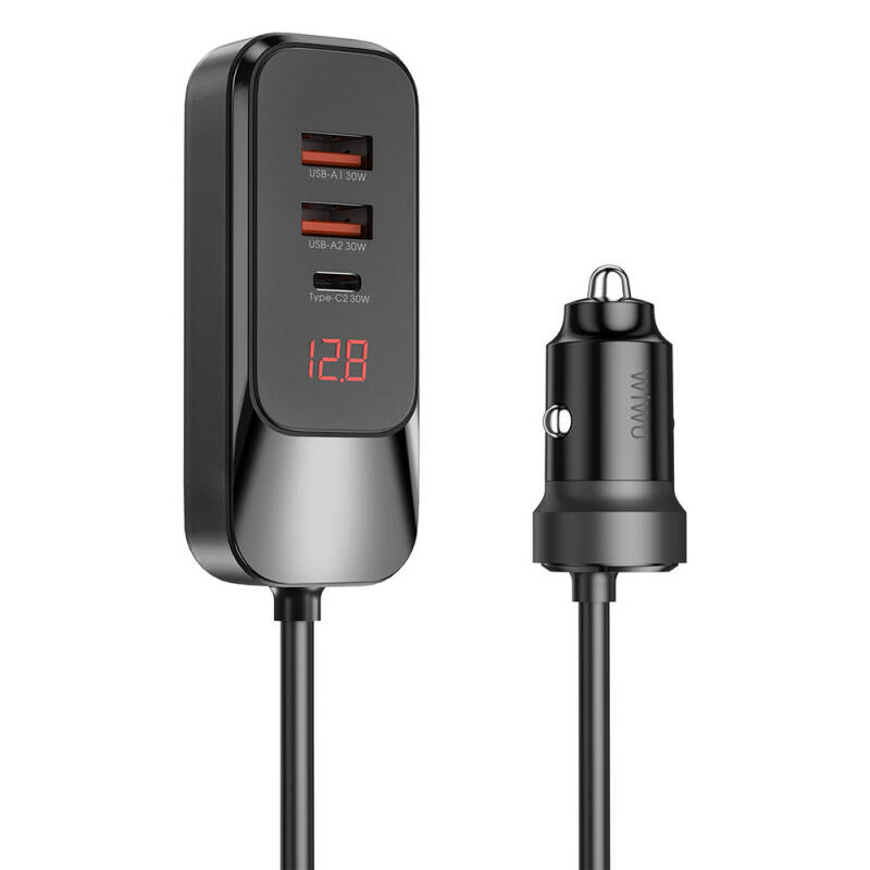 Wiwu Wi-QC015 Extend Series Dual Type-C + Dual USB-A Fast Charging External Port Car Charger 120W - 1