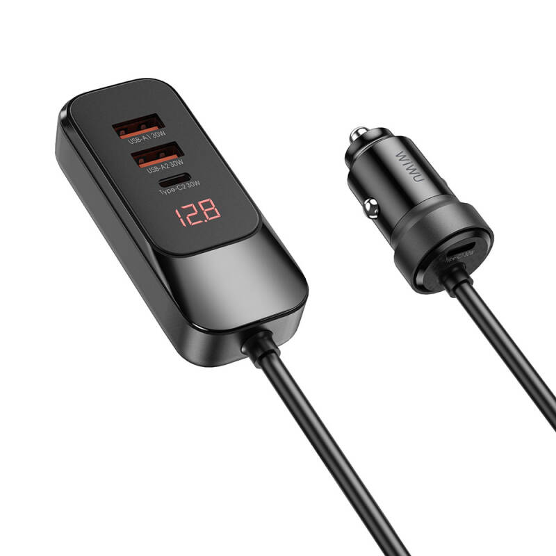 Wiwu Wi-QC015 Extend Series Dual Type-C + Dual USB-A Fast Charging External Port Car Charger 120W - 2