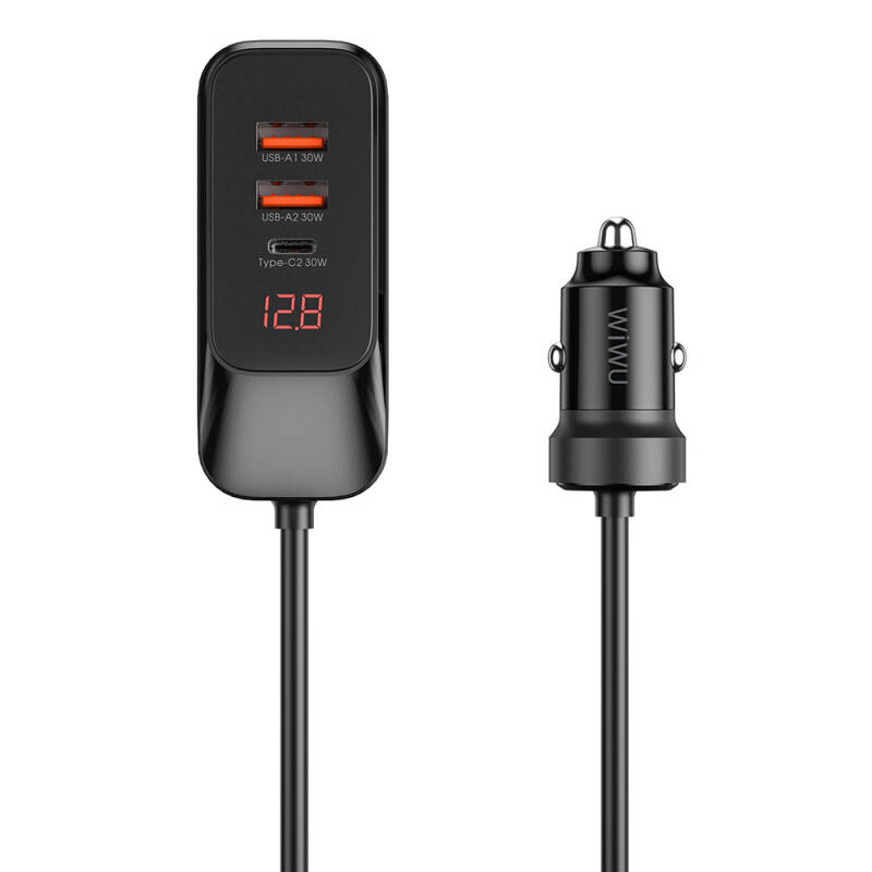 Wiwu Wi-QC015 Extend Series Dual Type-C + Dual USB-A Fast Charging External Port Car Charger 120W - 3