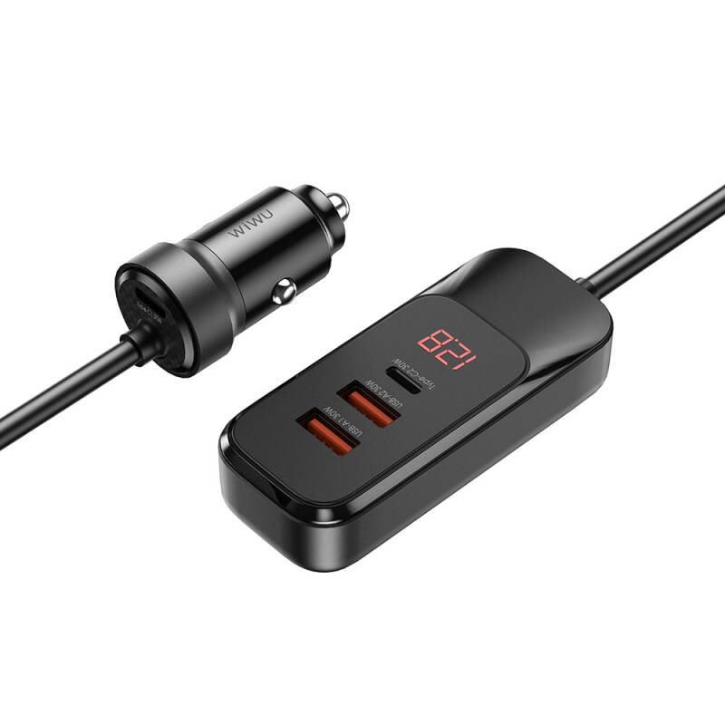 Wiwu Wi-QC015 Extend Series Dual Type-C + Dual USB-A Fast Charging External Port Car Charger 120W - 4