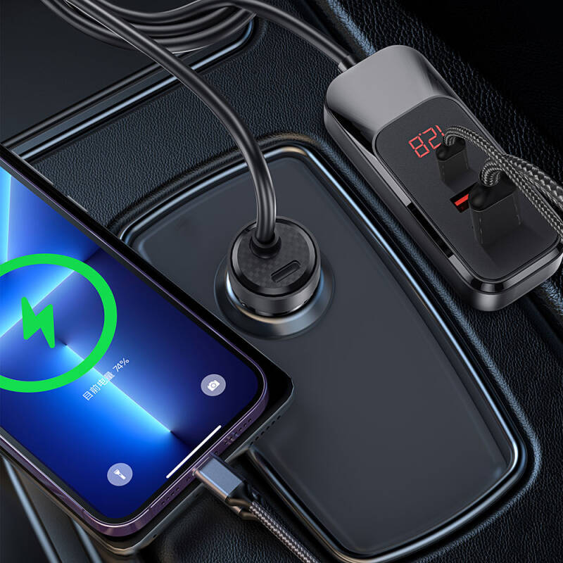 Wiwu Wi-QC015 Extend Series Dual Type-C + Dual USB-A Fast Charging External Port Car Charger 120W - 6