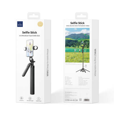 Wiwu Wi-SE012 Live Broadcast Fill Light Telescopic Tripod and Selfie Stick - 5