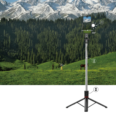 Wiwu Wi-SE015 Canlı Yayın Dolgu Işıklı Teleskopik Tripod ve Selfie Çubuğu - 7