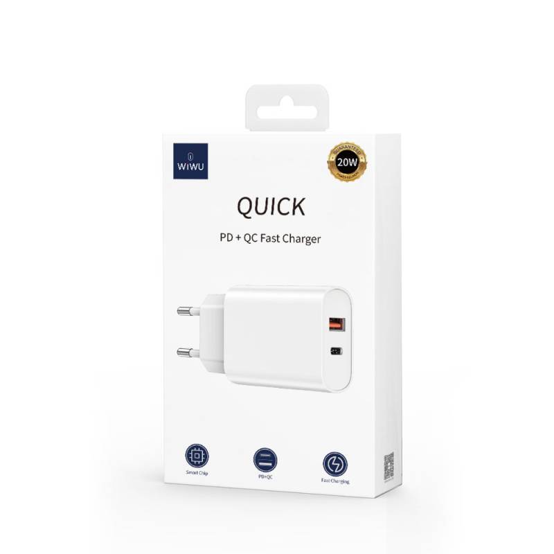 Wiwu Wi-U002 Quick Type-C PD & USB-A QC Quick Charge Head 20W - 3