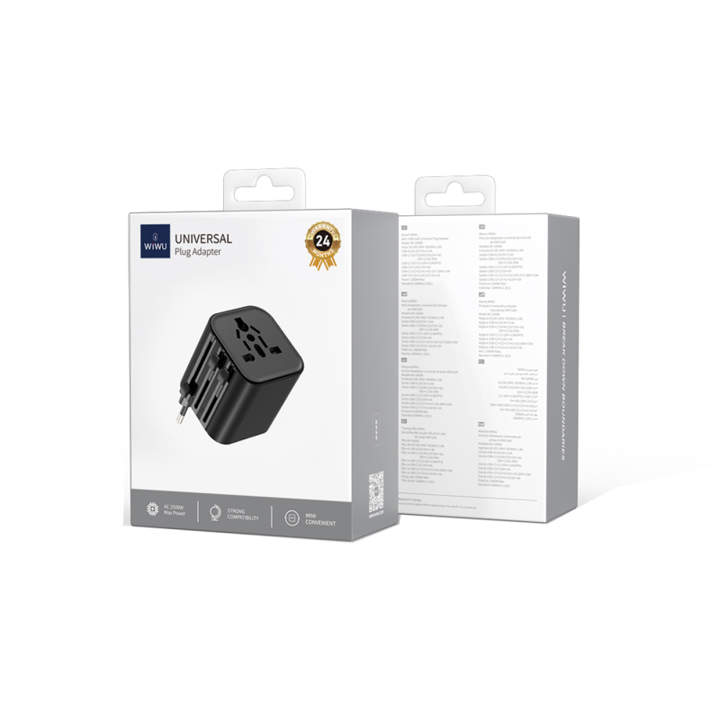 Wiwu Wi-UA005 Çoklu Universal TR/US/UK/AUS/EU Uyumlu Seyahat Şarj Adaptörü 2500W - 12