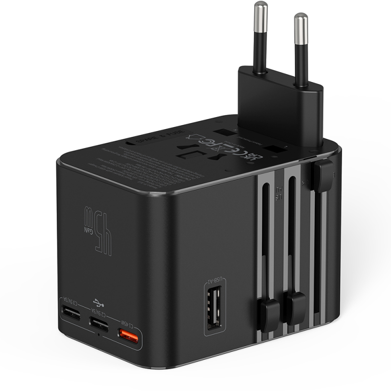 Wiwu Wi-UA006 Multi-Universal TR/US/UK/AUS/EU Compatible Travel Charger Adapter 45W - 15