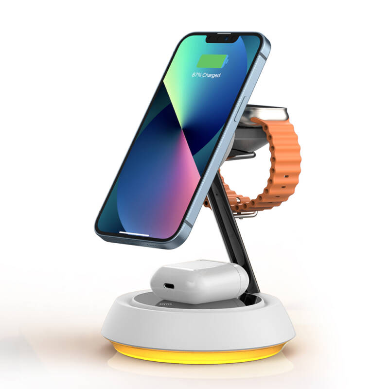 Wiwu Wi-W002 3in1 Magnetic Wireless Charging Stand with Fast Charging - 2