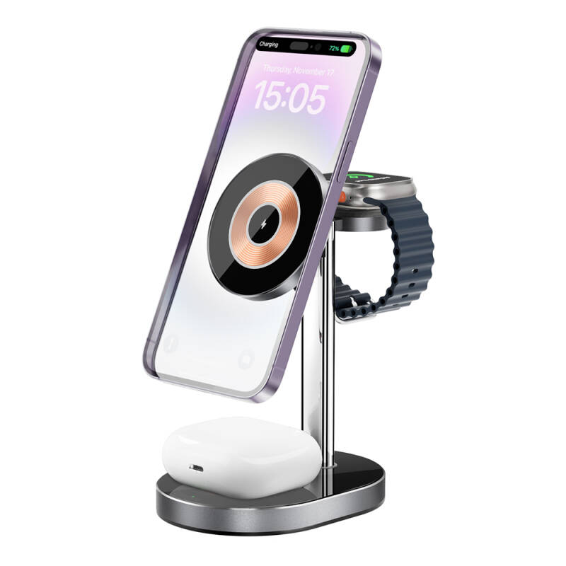 Wiwu Wi-W003 Light and Shadow 3in1 Magnetic Wireless Charging Stand with Fast Charging - 6