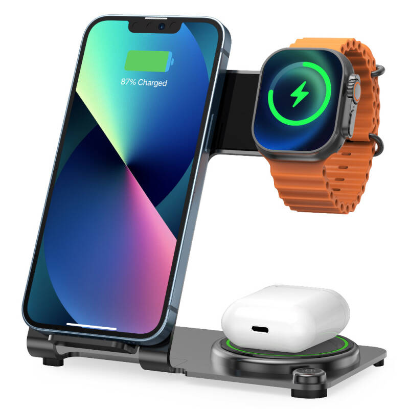 Wiwu Wi-W005 Armor 3in1 Magnetic Wireless Charging Stand with Fast Charging - 4