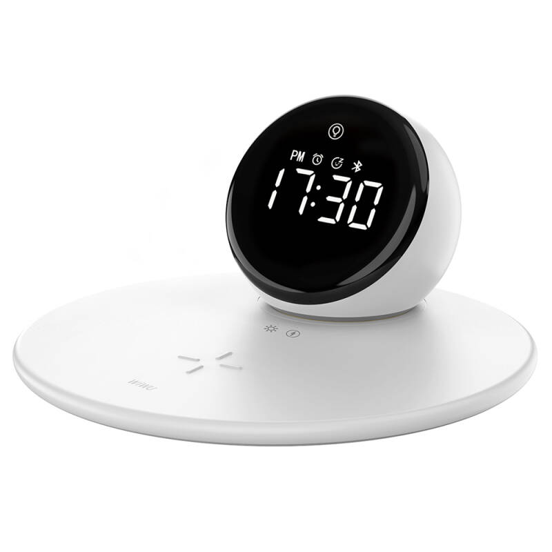 Wiwu Wi-W017 Wireless Charging Stand Dual Alarm and Digital Clock Bluetooth Speaker - 1