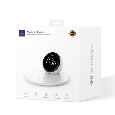 Wiwu Wi-W017 Wireless Charging Stand Dual Alarm and Digital Clock Bluetooth Speaker - 9