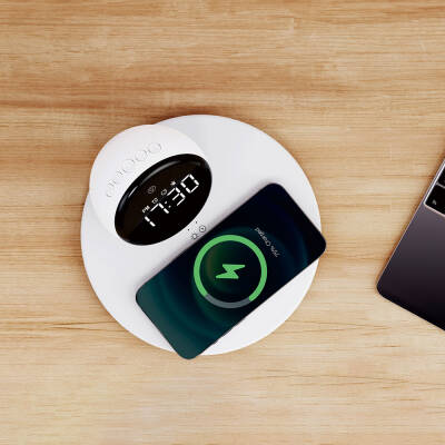 Wiwu Wi-W017 Wireless Charging Stand Dual Alarm and Digital Clock Bluetooth Speaker - 8