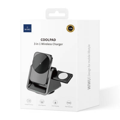 Wiwu Wi-W018 Coolpad Series 15W 3in1 Wireless Charging Stand for Phone and Smart Watch - 8