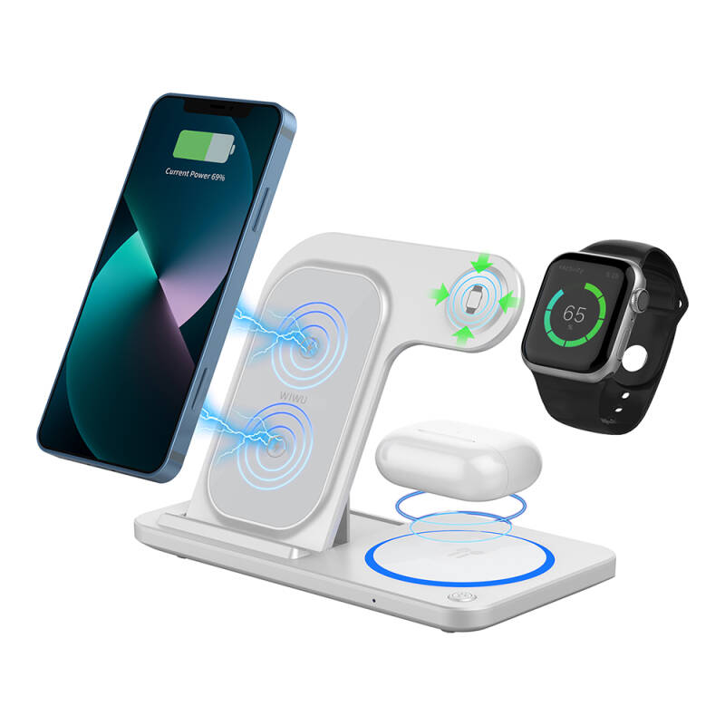 Wiwu Wi-W020 3in1 Foldable Magnetic Wireless Charging Stand with Fast Charging - 7