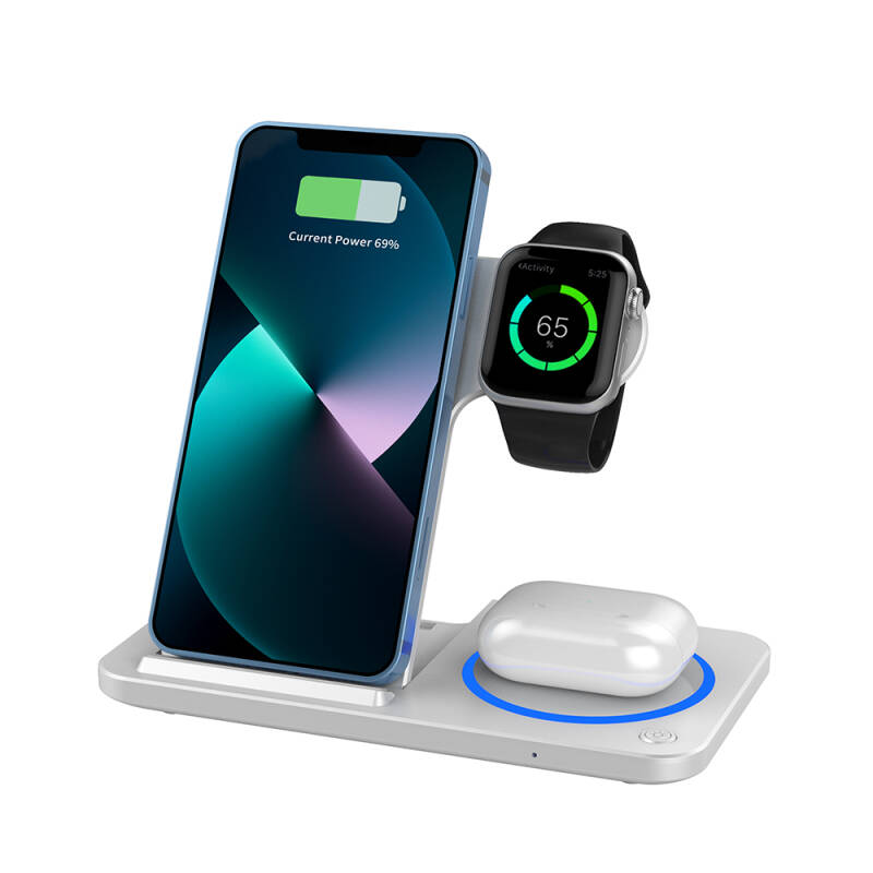 Wiwu Wi-W020 3in1 Foldable Magnetic Wireless Charging Stand with Fast Charging - 6