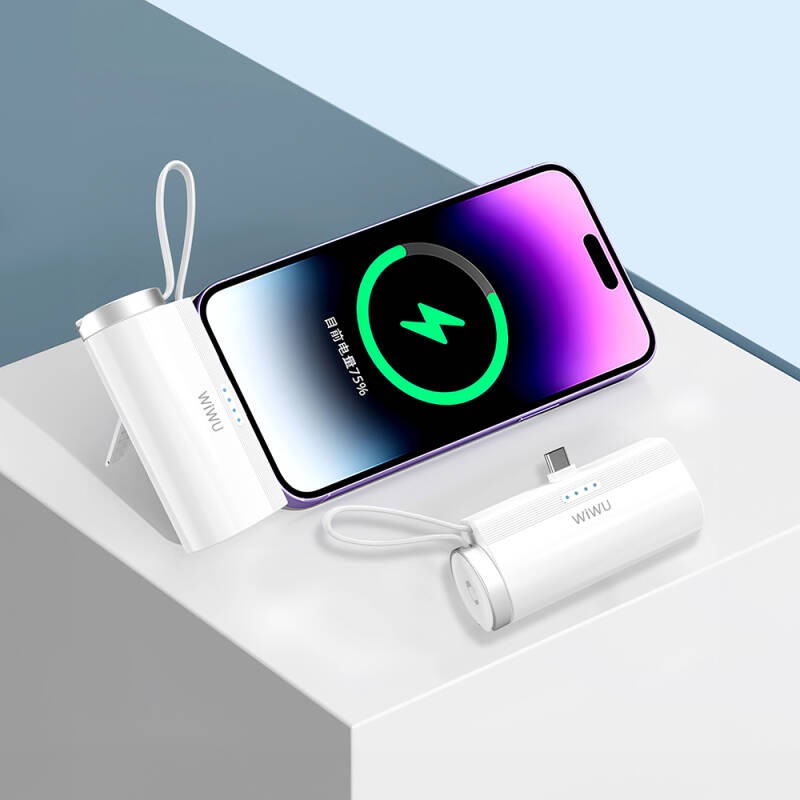 Wiwu Wi-W026 Capsule Series 2in1 Mini Portable Type-C PD Powerbank with Stand and Hanger 5000mAh - 6