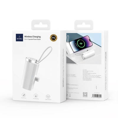 Wiwu Wi-W026 Capsule Series 2in1 Mini Portable Type-C PD Powerbank with Stand and Hanger 5000mAh - 2
