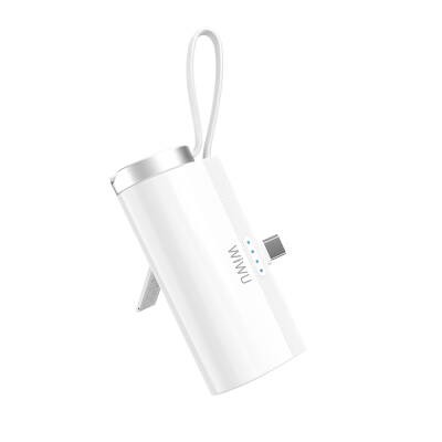 Wiwu Wi-W026 Capsule Serisi 2in1 Mini Taşınabilir Standlı Askılı Type-C PD Powerbank 5000mAh - 1