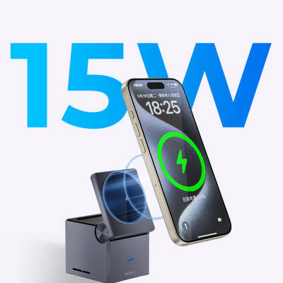 Wiwu Wi-W030 Small Square Cube Design 15W 3in1 Wireless Charging Stand for Phone & Smart Watch & Headphone - 5