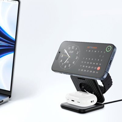 Wiwu Wi-W035 3 in 1 Magnetic Fast Charging Aramid Fiber Wireless Charging Stand 15W - 7