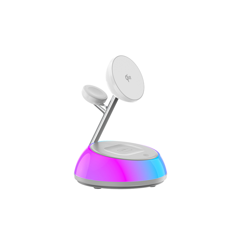 Wiwu Wi-W036 Qi2 3 in 1 Magnetic Fast Charging Wireless Charger Stand with Ambient Light 15W - 3