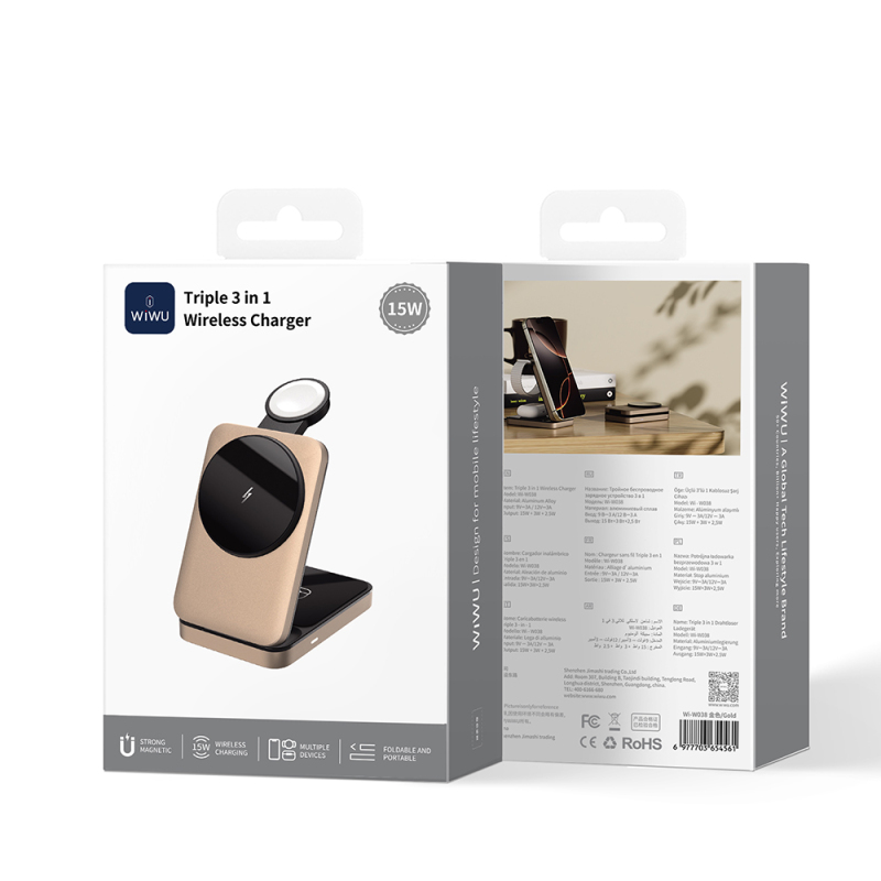 Wiwu Wi-W038 3in1 Foldable Wireless Charging Stand 15W - 8