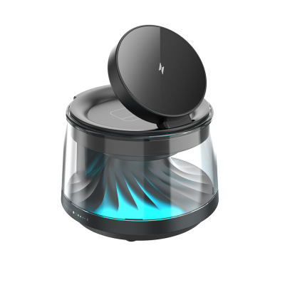 Wiwu Wi-W039 5in1 Kablosuz Şarj Standı Ambiyans Işıklı Bluetooth Speaker Hoparlör Özellikli 15W - 5