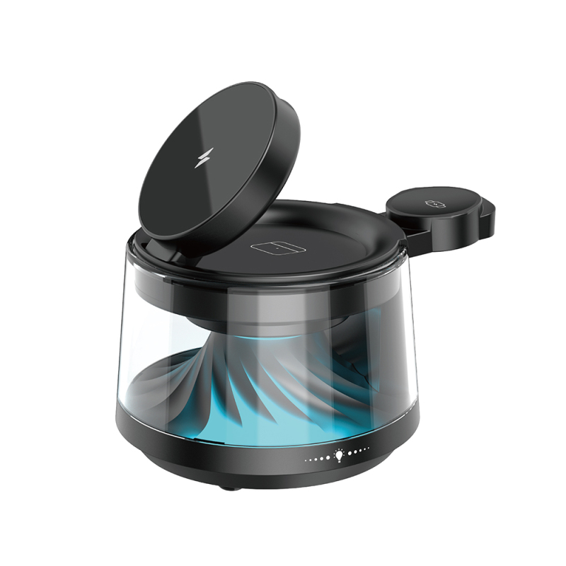 Wiwu Wi-W039 5in1 Wireless Charging Stand with Ambient Light Bluetooth Speaker 15W - 2