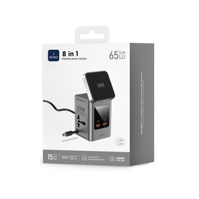 Wiwu Wi-W040 GaN 65W 8-in-1 Charging Station for Phones, Smartwatches & Headphones - 9